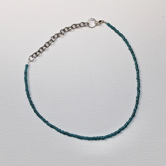 Blue Seed Bead Choker Beaded Necklace - Picture 5 of 7